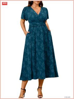 Plus Size Floral Burnout Maxi Dress Wrap V-Neck Smocked Empire Waist Wedding